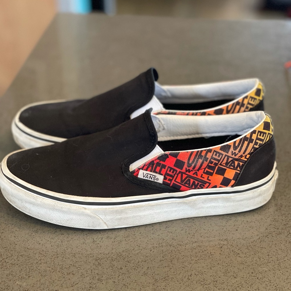 Size 5 M 6.5 W Black Slip on Vans